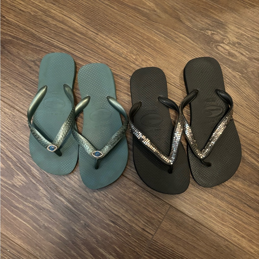 Evil eye Havaianas- size 35-36 fits a size 6-7